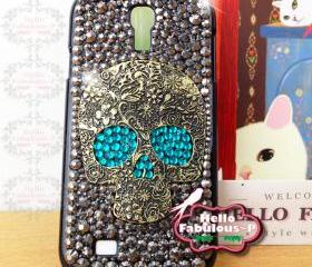 Punk Skull Galaxy S4 Samsung Galaxy S4 i9500 LTE i9500 i9505 i9502 i337 i545 Skull Steampunk Studded Galaxy S4 Case Bling Rhinestone