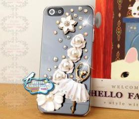 Rhinestone iPhone 5 Case Floral iPhone Case Phone Case Studded iPhone 5 Case Flower Ballet Personalized Cover