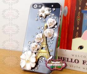 Rhinestone iPhone 5 Case Floral iPhone Case Phone Case Studded iPhone 5 Case Flower Ballet Personalized Cover