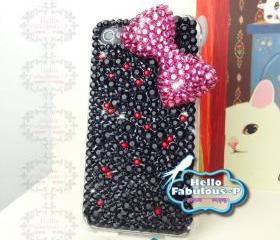 Cute Bow Case Kitty Bow iPhone 4s Case studded iphone 4 case Bling iphone 4s case Plastic iphone Hard Case