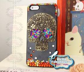 Skull iPhone 5 Case Skull iPhone Case Studded iPhone Case Studded iPhone 5 Case Rhinestone iPhone Personalized Phone Case Cover