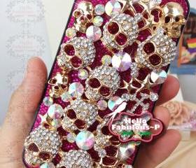 Bling iPhone 4 Case Pink Glitter Plastic Hard Case Studded iPhone Case Studded iPhone 4s Silver Skull iPhone Case Skull iPhone 4 Case