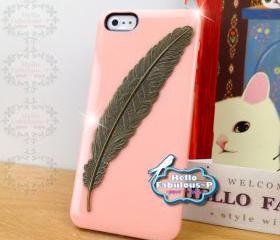 Orange iPhone 4 Case Rhinestone Studded iPhone 4s Case Studded Plastic Cover Phone Case Feather Case Cover