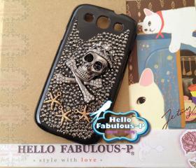 Samsung Galaxy S3 S 3 i9300 T999 i747 l710 i535 Phone Case Personalized Skull Galaxy Studded Galaxy Case Cover