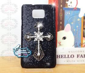 Personalized Phone Case Studded Galaxy S2 Case Plastic Galaxy S2 Case Cell Phone Case Cover Glitter Samsung Galaxy S2 i9100 Plastic Case