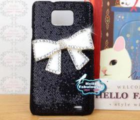 Studded Galaxy S2 Case Bow Personalized Phone Case Glitter Plastic Galaxy S2 Case Samsung Galaxy S2 i9100 Case Cell Phone Case Cover