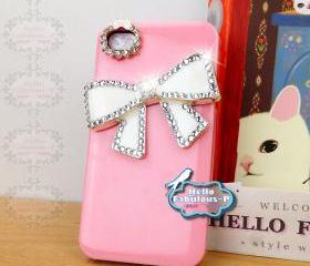 Personalized Phone 4 Case Studded iPhone 4 Case Studded Plastic Cell Phone Case Cover Bow iPhone Cover
